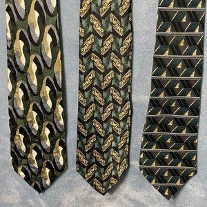 Bundle of 3 100% Silk Used Neckties. Made in the USA.
